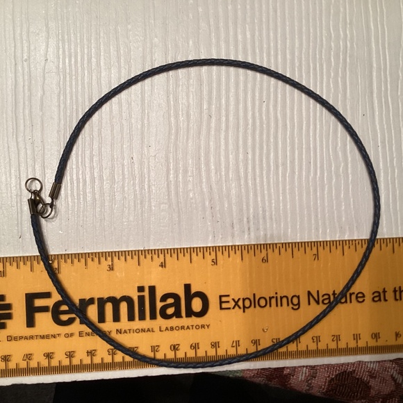 Braided Blue/Brown Leather Cord Necklace 20” - Picture 4 of 4